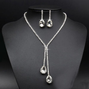 Crystal Rhinestone Necklace Earring Jewelry Sets